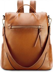 img 4 attached to Стильный и безопасный: кожаный рюкзак-рюкзак Kattee для женщин-путешественниц