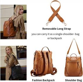 img 1 attached to Стильный и безопасный: кожаный рюкзак-рюкзак Kattee для женщин-путешественниц