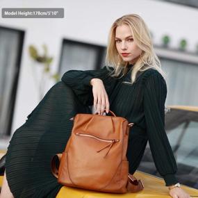 img 3 attached to Стильный и безопасный: кожаный рюкзак-рюкзак Kattee для женщин-путешественниц