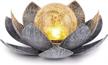 🌼 enhance your outdoor spaces with huaxu solar garden lights: crackle globe glass lotus decoration, waterproof led metal flower lights for patio, lawn, walkway, tabletop, and ground logo