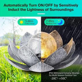 img 1 attached to 🌼 Enhance Your Outdoor Spaces with Huaxu Solar Garden Lights: Crackle Globe Glass Lotus Decoration, Waterproof LED Metal Flower Lights for Patio, Lawn, Walkway, Tabletop, and Ground