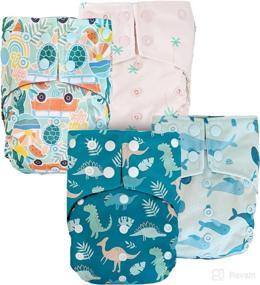 img 4 attached to PETITE OURSE Printed 4 Layer Weighing Diapering ~ Cloth Diapers