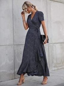 img 2 attached to Boho Floral Maxi Dress For Women: Prettygarden Summer Wrap With V-Neckline, Short Sleeves, Ruffle Hemline, And Split Beach Design