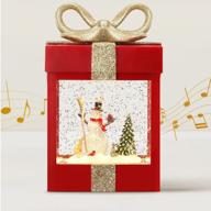 красный рождественский фонарь в виде снежного шара с 6-часовым таймером, 8 праздничными песнями, usb и питанием от батареи, сверкающим блеском, анимированным снеговиком, идеальным праздничным декором и подарками для детей, семьи и друзей. логотип