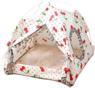 🐾 small red cat/dog indoor nest bed: cute cave pet nest bed with double-sided mat, portable dog tents. storable and washable pet house bed. logo