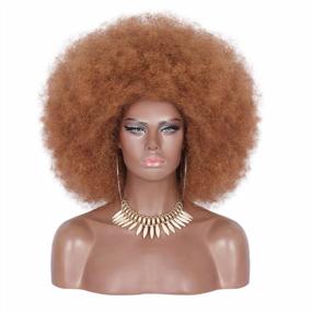 img 4 attached to Kalyss 16" Women'S Short Afro Kinky Curly Brown Wig - Soft, Natural Looking Hair For Black Women | 150% Density
