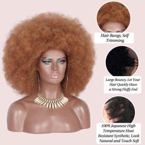img 2 attached to Kalyss 16" Women'S Short Afro Kinky Curly Brown Wig - Soft, Natural Looking Hair For Black Women | 150% Density