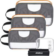 🧳 anrui expandable compression packing cubes for efficient travel, mesh storage bags for luggage organization, with clear toiletry bags included logo