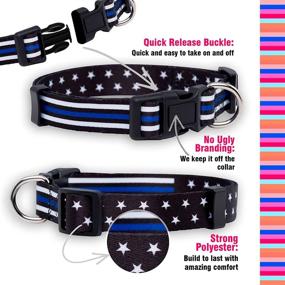 img 1 attached to 🐾 Thin Blue Line Dog Collar - Stars (Small): Stylish & Durable Collar for Police Dog Breeds by Native Pup