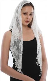 img 4 attached to Chic Lace Veil Triangle Mantilla Head Covering For Church, Weddings & Bridesmaids - LMVERNA Latin Scarf For Mass