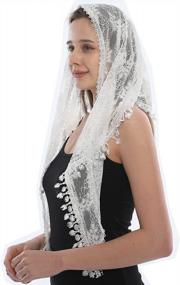 img 3 attached to Chic Lace Veil Triangle Mantilla Head Covering For Church, Weddings & Bridesmaids - LMVERNA Latin Scarf For Mass