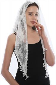 img 2 attached to Chic Lace Veil Triangle Mantilla Head Covering For Church, Weddings & Bridesmaids - LMVERNA Latin Scarf For Mass