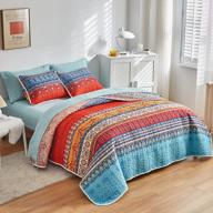 transform your bedroom with flysheep's colorful boho striped king size quilt set: 7-piece bed in a bag logo