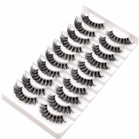 img 2 attached to Veleasha Clear Band Russian Strip Lashes - D Curl Lash Extensions Look, 10 Pairs Pack (DT01)