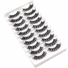 img 3 attached to Veleasha Clear Band Russian Strip Lashes - D Curl Lash Extensions Look, 10 Pairs Pack (DT01)