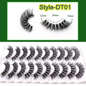 img 1 attached to Veleasha Clear Band Russian Strip Lashes - D Curl Lash Extensions Look, 10 Pairs Pack (DT01)