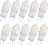 10-pack 2w g4 светодиодная лампа, двухконтактный цоколь, молочный корпус ac/dc 12v подсветка под шкафом теплый белый 3000k замена галогенной лампы 20w логотип