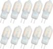 10-pack 2w g4 led bulb, bi pin base, milky case ac/dc 12v under cabinet light warm white 3000k halogen bulb replacement 20w logo