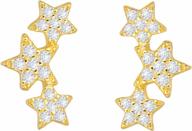 gold plated sterling silver cz stud earrings with dainty three stones - perfect for daily wear logo