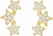 gold plated sterling silver cz stud earrings with dainty three stones - perfect for daily wear logo
