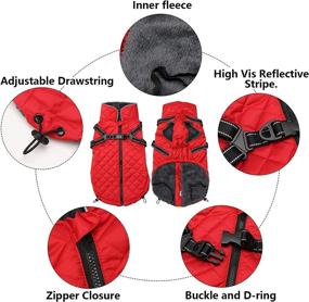 img 3 attached to Geyecete Winter Warm Dog Coat Jacket, Windproof Snowproof Waterproof with Super Warm Inner Fleece, Buckle and D-Ring (Red, XXL)