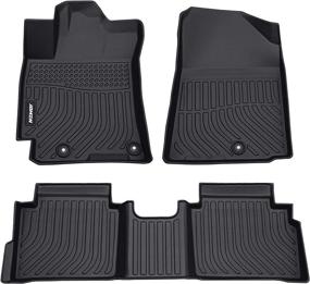 img 4 attached to 🚗 Custom Fit Black All Weather Floor Mats for 2019-2023 Kia Forte - JDMON Front & Rear Car Floor Liner Set