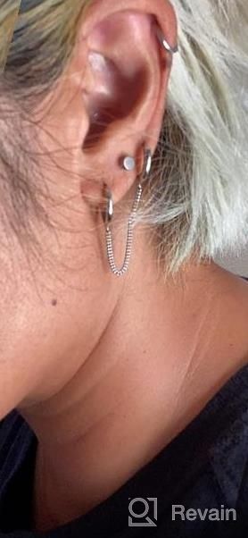 img 1 attached to 925 Sterling Silver Double Hoop Earrings Chain For Women Teen Girls Two Holes Piercing Jewelry review by Sheila Vaughn