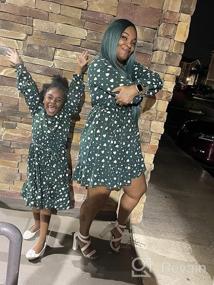 img 6 attached to Family Matching Clothes: Green Love Print Long Sleeve Short Dress Set by PopReal Mommy and Me Outfits