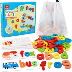 img 4 attached to Деревянный набор игрушек для обучения орфографии и алфавиту Coogam - флеш-карты, игра на совпадение слов, распознавание ABC, идеальный инструмент для обучения дошкольников, мальчиков и девочек в возрасте 3-5 лет