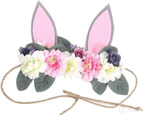 img 4 attached to 🌸 Enchanting Girls Spring Bunny Ears Headband: Birthday Flower Crown, Woodland Floral Head Piece