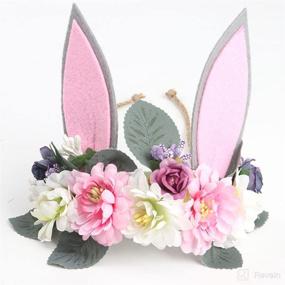 img 3 attached to 🌸 Enchanting Girls Spring Bunny Ears Headband: Birthday Flower Crown, Woodland Floral Head Piece