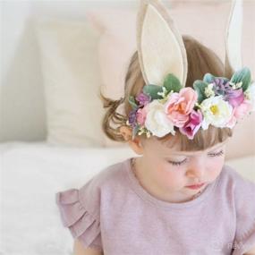 img 1 attached to 🌸 Enchanting Girls Spring Bunny Ears Headband: Birthday Flower Crown, Woodland Floral Head Piece