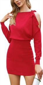 img 4 attached to Sexy One Shoulder EXLURA Women'S Knit Bodycon Mini Sweater Dress For Date Night Parties!