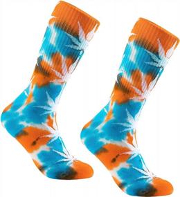 img 2 attached to 5 Pairs Unisex Tie Dye Novelty Socks - Combed Cotton Crew Socks For Women & Men (Maple Leaf)