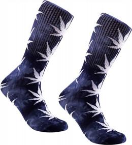 img 1 attached to 5 Pairs Unisex Tie Dye Novelty Socks - Combed Cotton Crew Socks For Women & Men (Maple Leaf)