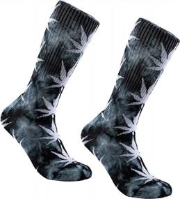 img 3 attached to 5 Pairs Unisex Tie Dye Novelty Socks - Combed Cotton Crew Socks For Women & Men (Maple Leaf)