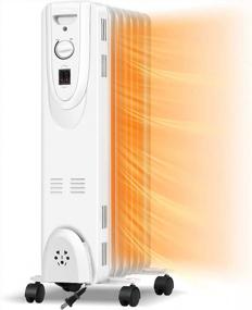 img 4 attached to Oil Filled Radiator Heater With Thermostat, ARLIME 1500W Oil Filled Heater, Portable Oil-Filled Space Heater With 3 Adjustable Settings, Quiet Portable Heater With Overheat & Tip-Over Protection, Electric Radiant Heater For Indoor Room Office Home(4)
