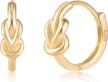 solid 14k yellow gold knot huggie hoop earrings hypoallergenic dainty small earrings for women girls polished gold earrings logo