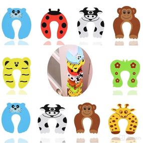 img 4 attached to Goiio 10-Piece Finger Pinch Guard Set - Cartoon Animal Door Stopper Soft Foam Cushion Baby Finger Protection