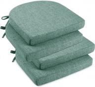 set of 4 green indoor dining chair cushions, soft textured memory foam pads with ties and non-slip backing, 16" x 16" x 2" by downluxe logo