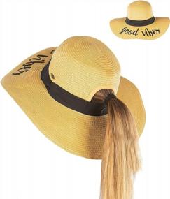 img 4 attached to Embroidered Beach Sun Hat With UPF 50 And Adjustable Ponytail Opening For Women'S Messy Bun