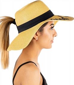 img 2 attached to Embroidered Beach Sun Hat With UPF 50 And Adjustable Ponytail Opening For Women'S Messy Bun