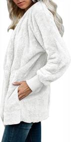 img 3 attached to Women'S Oversized Hoodie Cardigan Coat Open Front Fluffy Outwear Jacket With Pockets