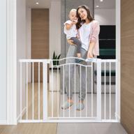 🚪 flalivi 51.6" baby gates extra wide: safety dog gate for house - easy walk thru auto close baby child gates, includes 2.75", 5.5" and 11" extension, mounting, white логотип