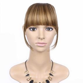 img 4 attached to LEEONS 6" Short Straight Bangs Clip-In Hair Extensions - Light Brown (12H22#) For Women