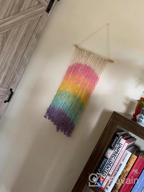 img 1 attached to Handmade Rainbow Macrame Wall Hanging - 16” W X 30” L Bohemian Home Décor For Bedroom, Living Room & Apartment review by Whitney Bailey
