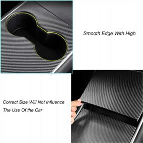 img 1 attached to Real Carbon Fiber Center Console Wrap For Tesla Model 3/Y - Stylish Decoration Cover With Armrest, Cup Holder Box, And Trim Accessories (Center Console)