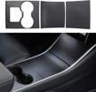 real carbon fiber center console wrap for tesla model 3/y - stylish decoration cover with armrest, cup holder box, and trim accessories (center console) logo