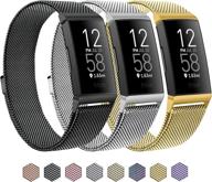 🔒 premium 3 pack metal bands for fitbit charge 4 &amp: stylish and durable accessories логотип