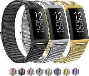 img 4 attached to 🔒 Premium 3 Pack Metal Bands for Fitbit Charge 4 &Amp: Stylish and Durable Accessories